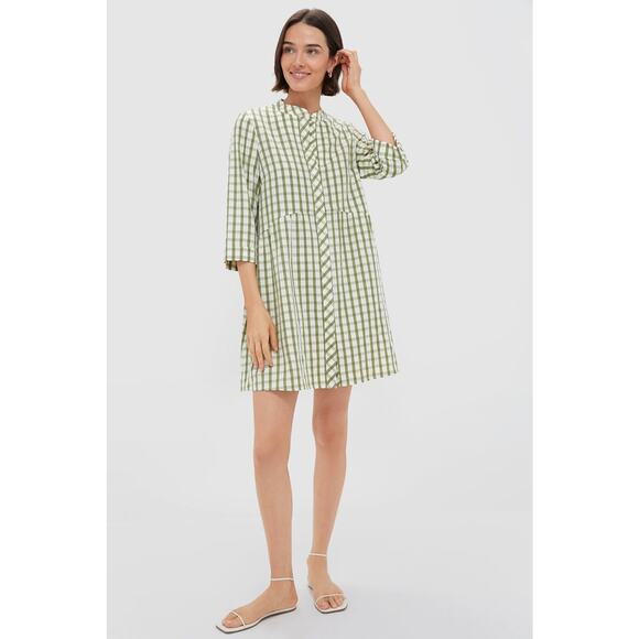 TUCKERNUCK Sage Seersucker Gingham Royal Shirt Dress Size XS NWT - Picture 4 of 7